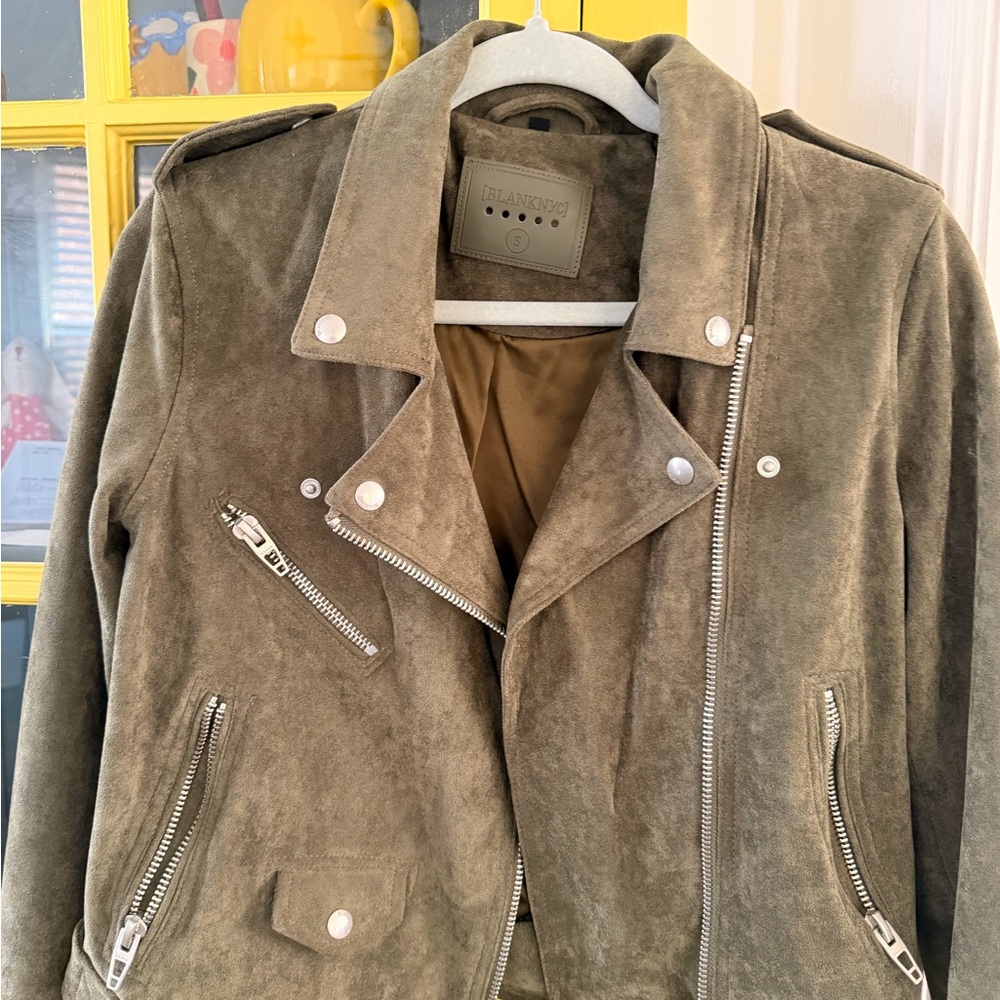 Blank NYC Olive Green Suede Moto Jacket